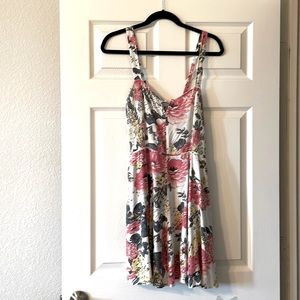 Kimchi Blue white pink grey yellow floral skater mini dress